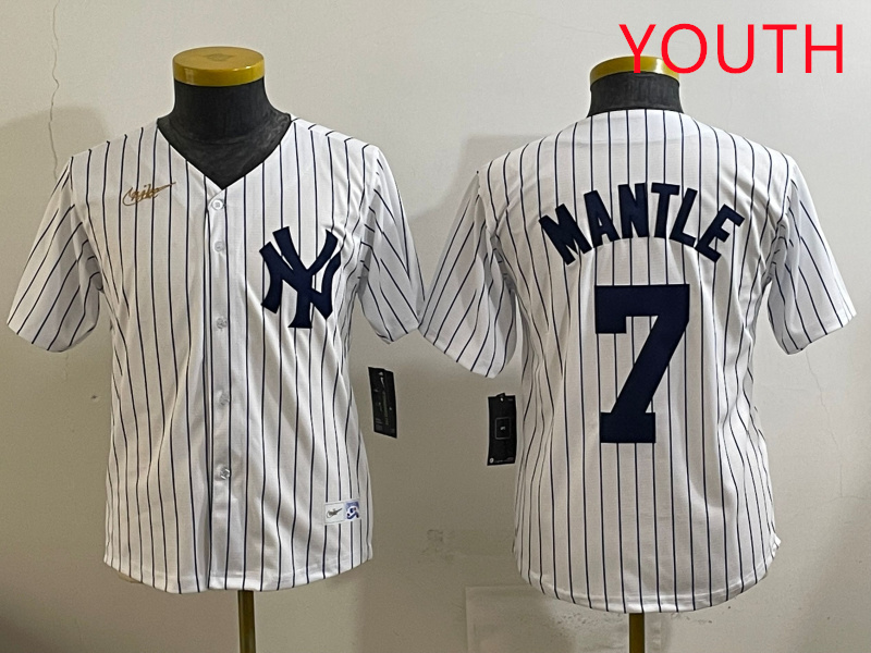 Youth New York Yankees 7 Mantle White 2025 Nike MLB jersey style 73
